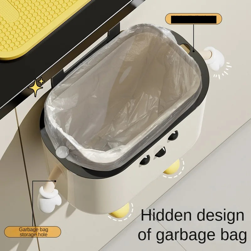 9L/12L DIY Cream-Colored Wall-mounted Kitchen Trash Can with