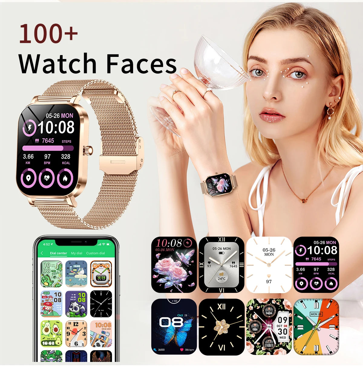 2025 New Smart Watch Women Waterproof Bluetooth Call
