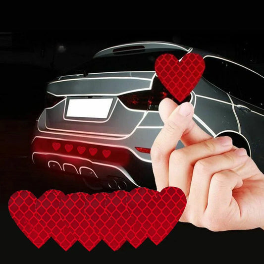12pcs Heart Shape Reflective Car Stickers Night Warning