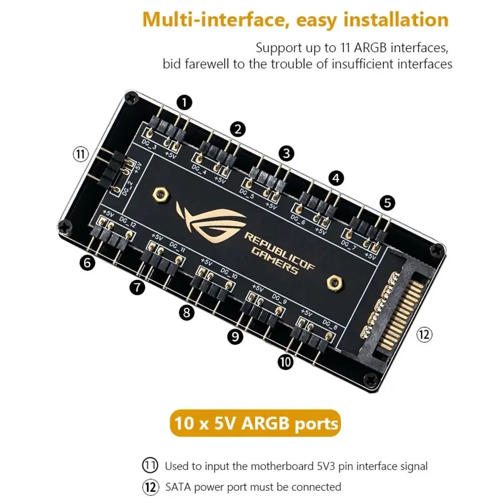 Coolcirc ARGB Connector 1 To 10 Port Splitter