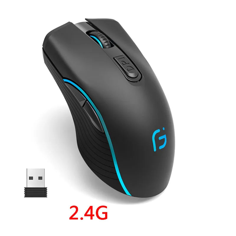 Rechargeable Computer Mouse Dual Mode Bluetooth+2.4Ghz Wireless USB
