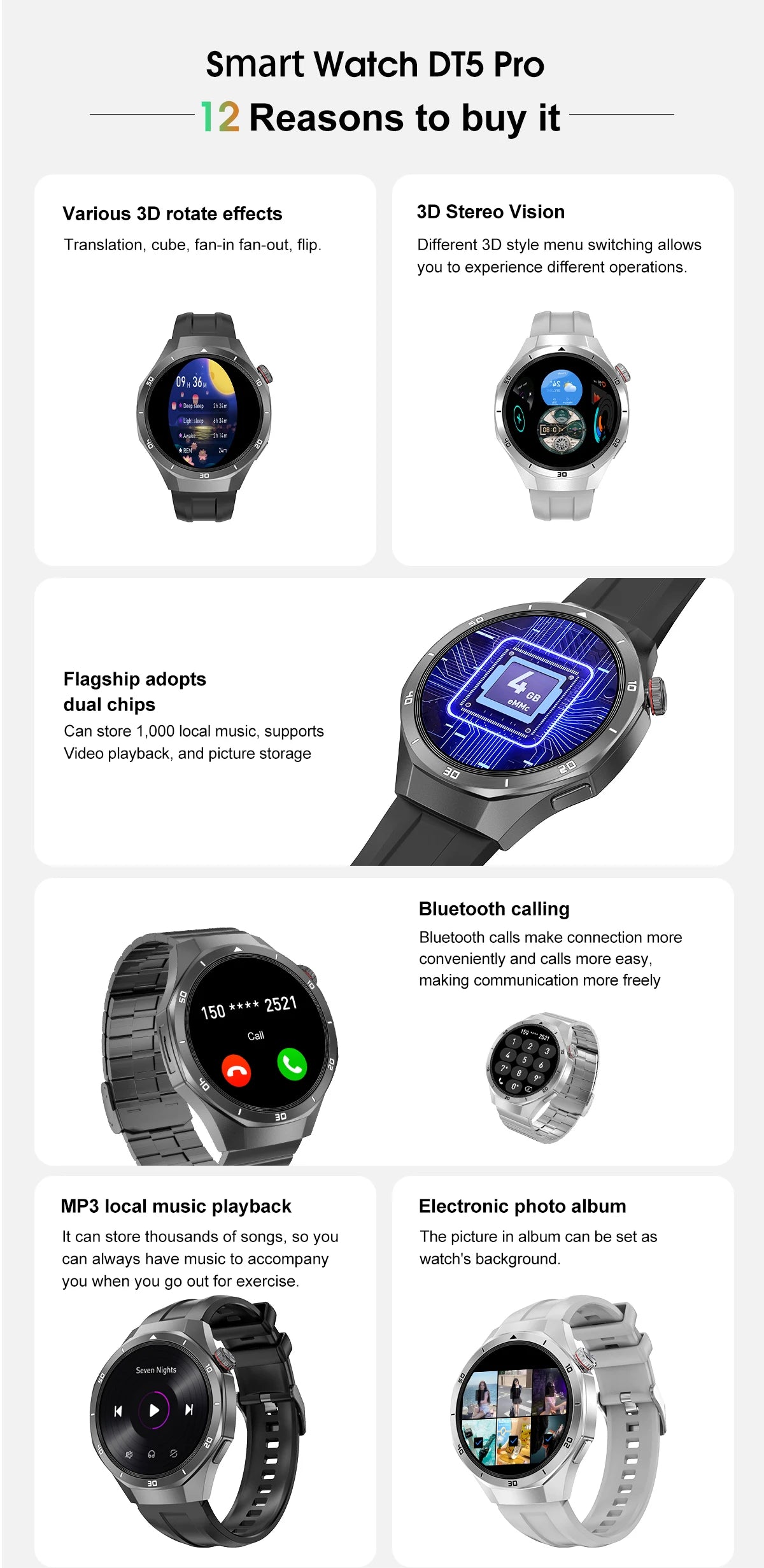 2025 Fashion 32GB Big Memory Men Smart Watch