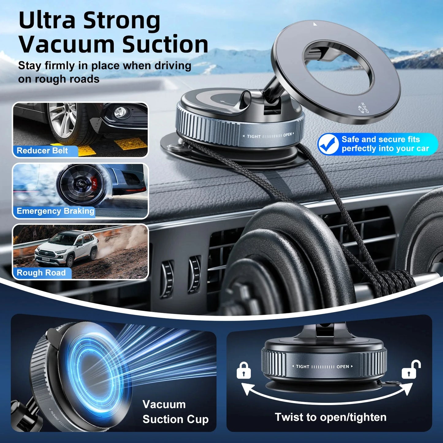 Magnetic Car Phone Holders Vacuum Suction Mobile Phone