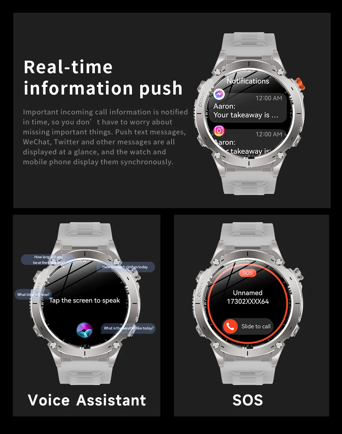 2025 New Smart Watch Men 1000mAh Large Capacity