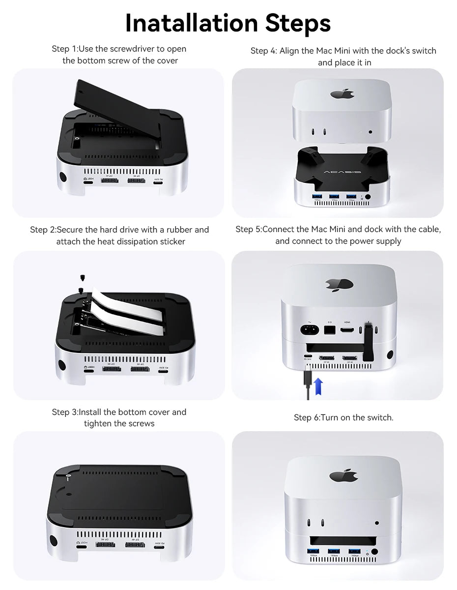 Acasis Mac Mini Docking Station USB-C 40Gbps to