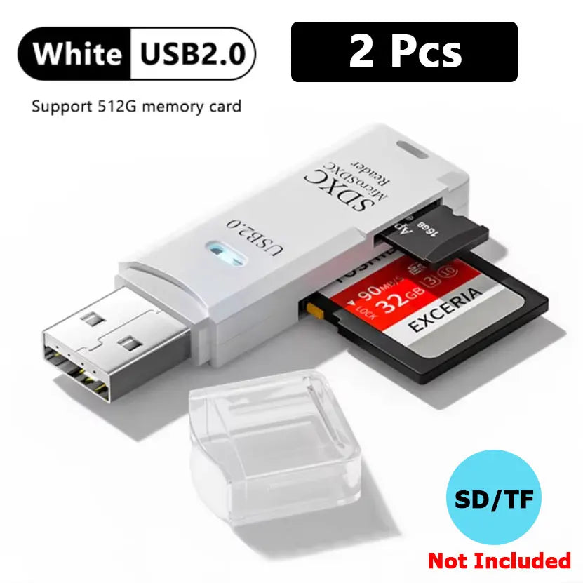 2 Pcs Card Reader USB 3.0 USB to