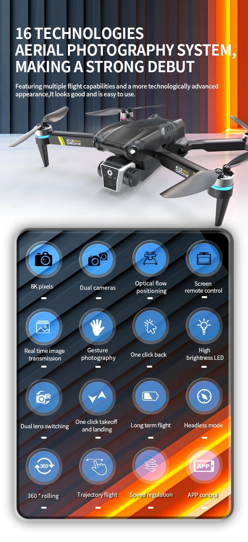 K13 MAX Drone 8K With HD Dual Camera