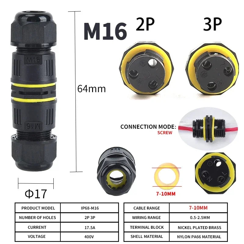 IP68 Outdoor Waterproof Junction Box Electrical Cable Connector,