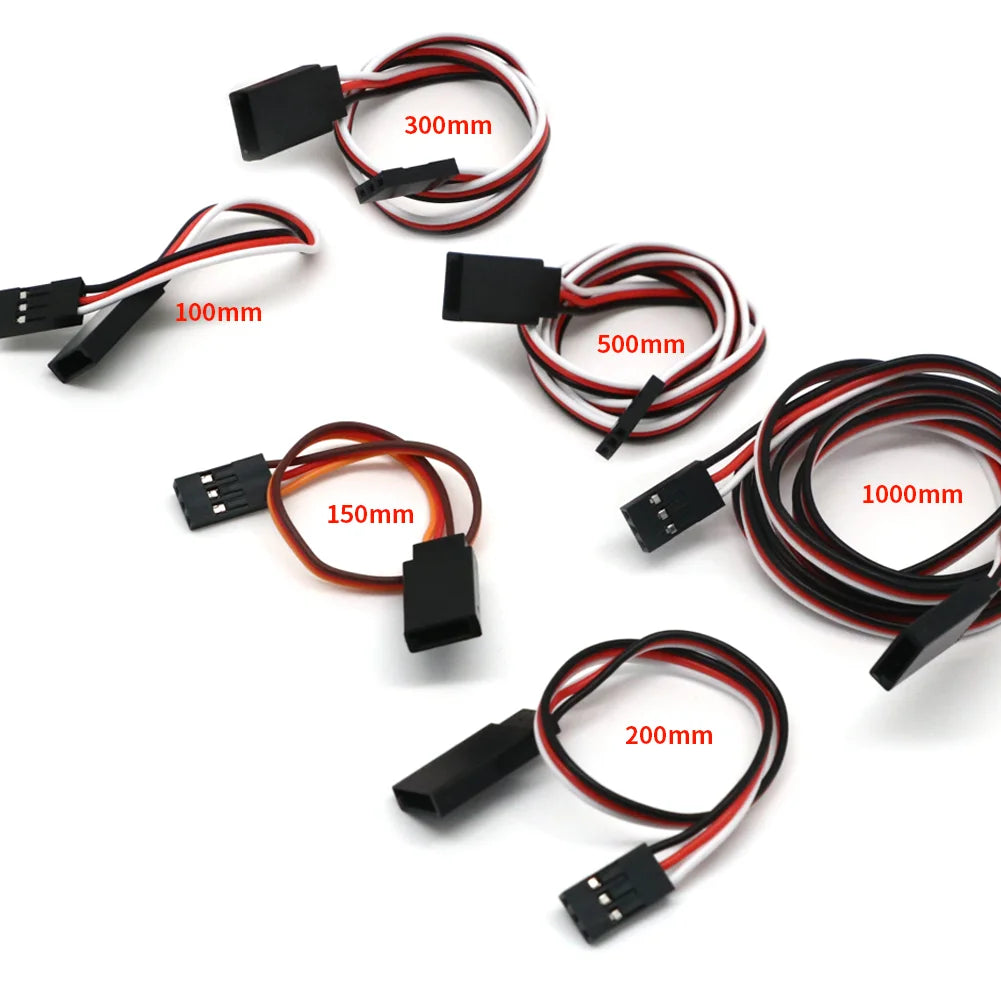 10pcs 100mm/150mm/200mm/300mm/500mm RC Servo Extension Cord Cable Wire