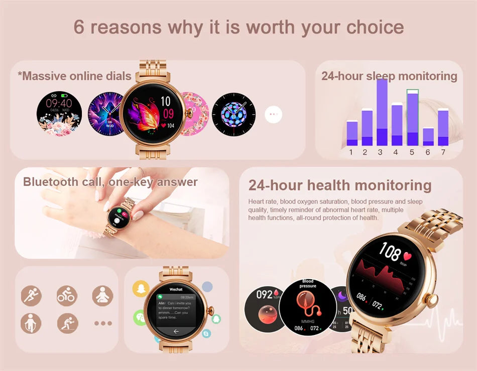 1.04 inch AMOLED Screen Fashion Ladies Smart Watch