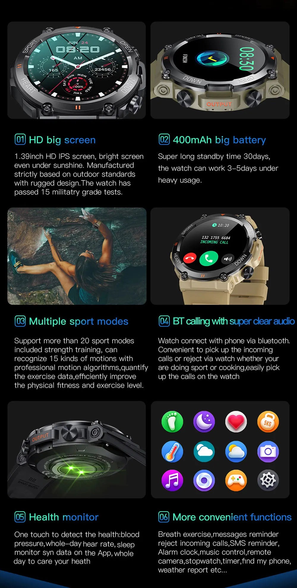 MEVADEN 1.39 Inch HD Bluetooth Call Smart Watch