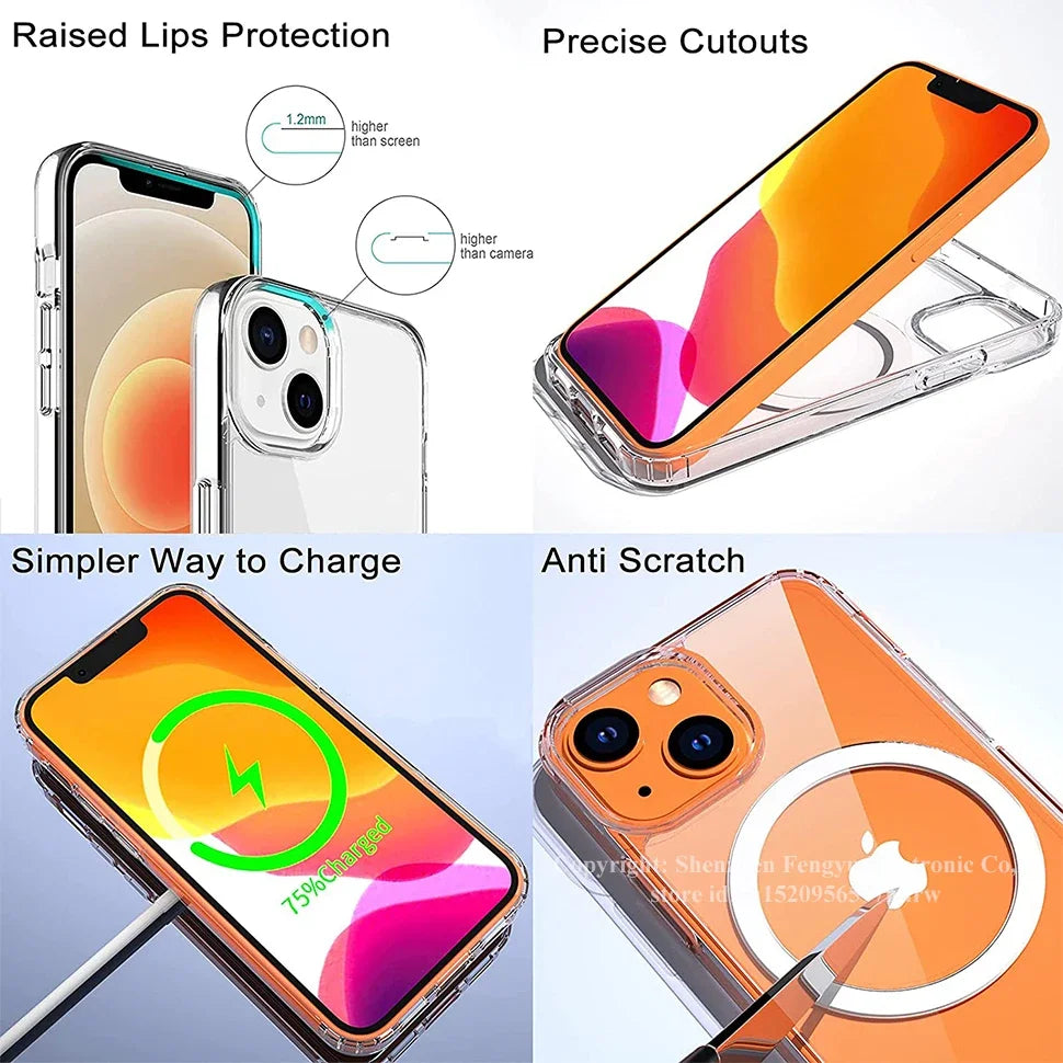 Clear Magnetic Phone Case for iPhone 16 15