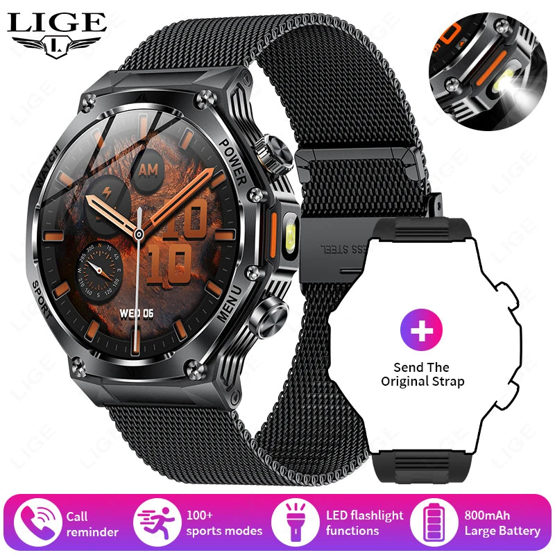 LIGE New Men Smart Watch Bluetooth Calling 800mAh