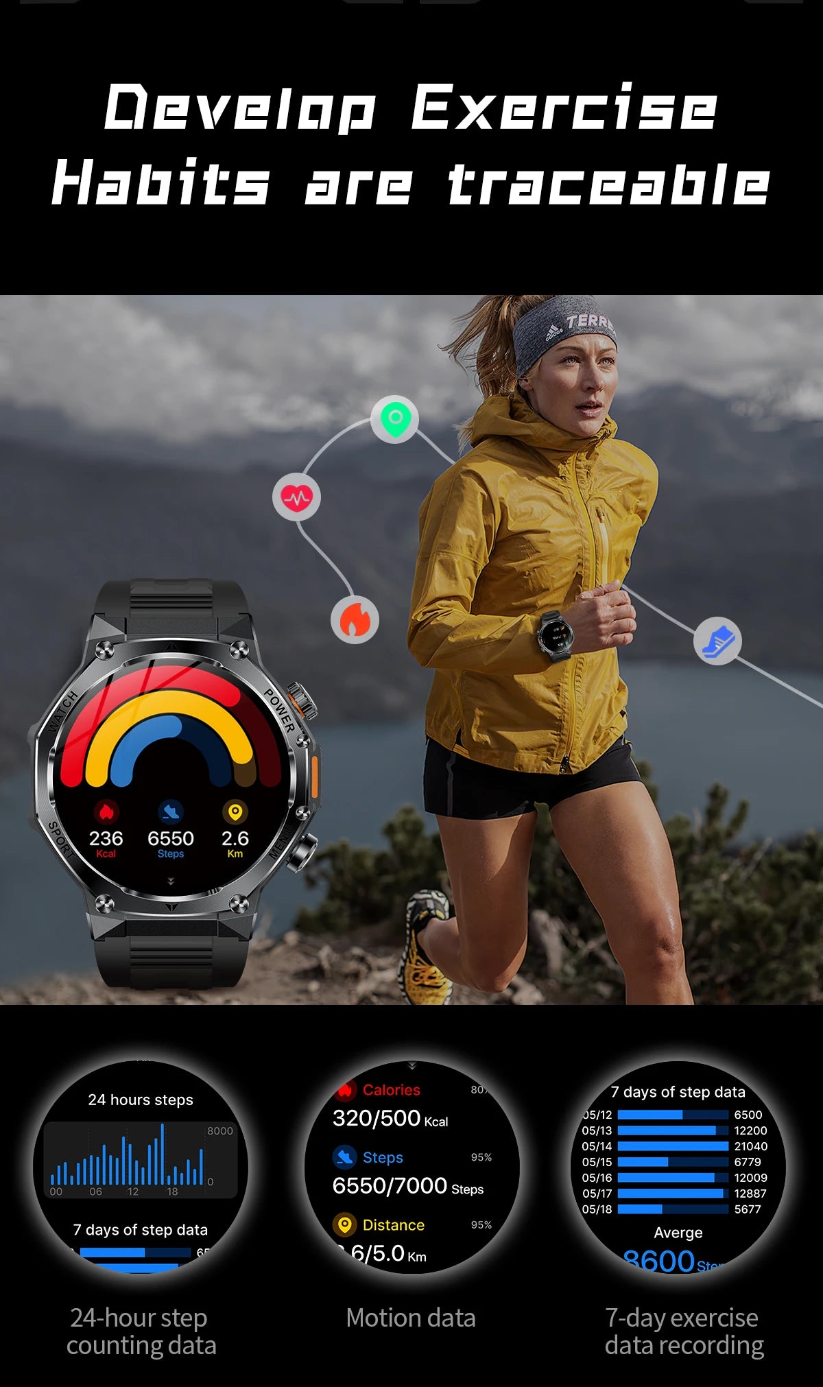 LIGE New Men Smart Watch Bluetooth Calling 800mAh