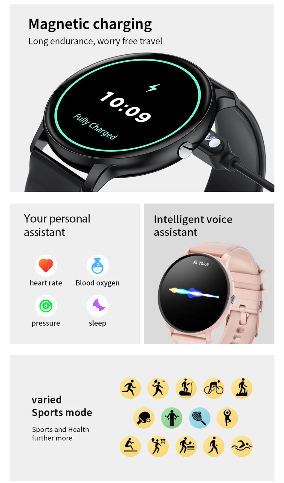 2025 New Smart Watch Women Men Bluetooth Call