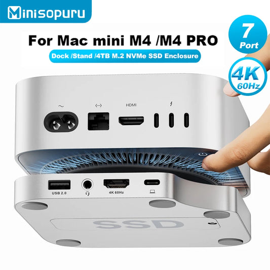 Minisopuru Mac Mini M4 Dock Stand with M.2
