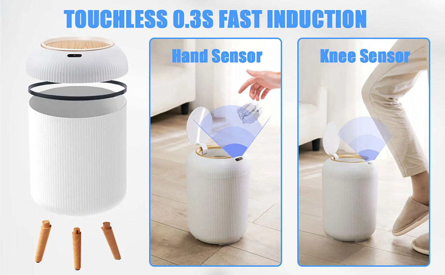 Automatic Trash Can with Lid, Small Plastic Smart