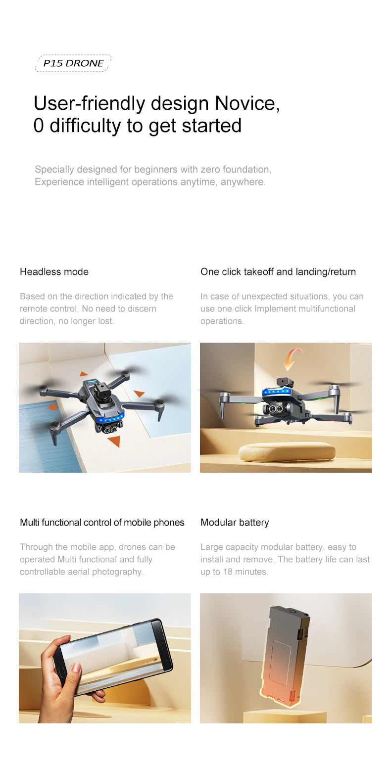 P15 Screen Control Drone 8K Professional Camera HD
