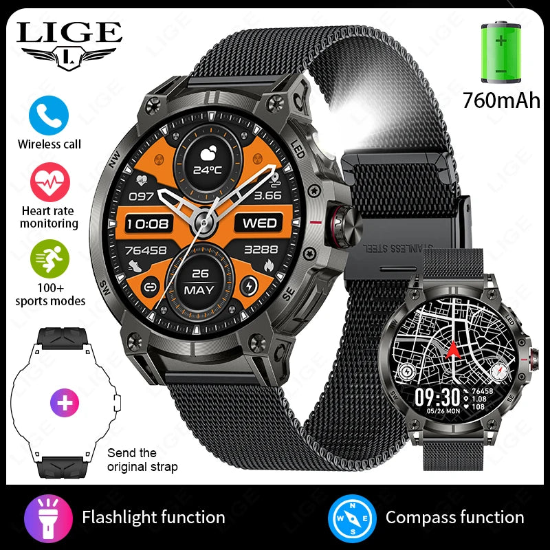 LIGE 760mAh Large Battery Outdoor Smart Watch Men