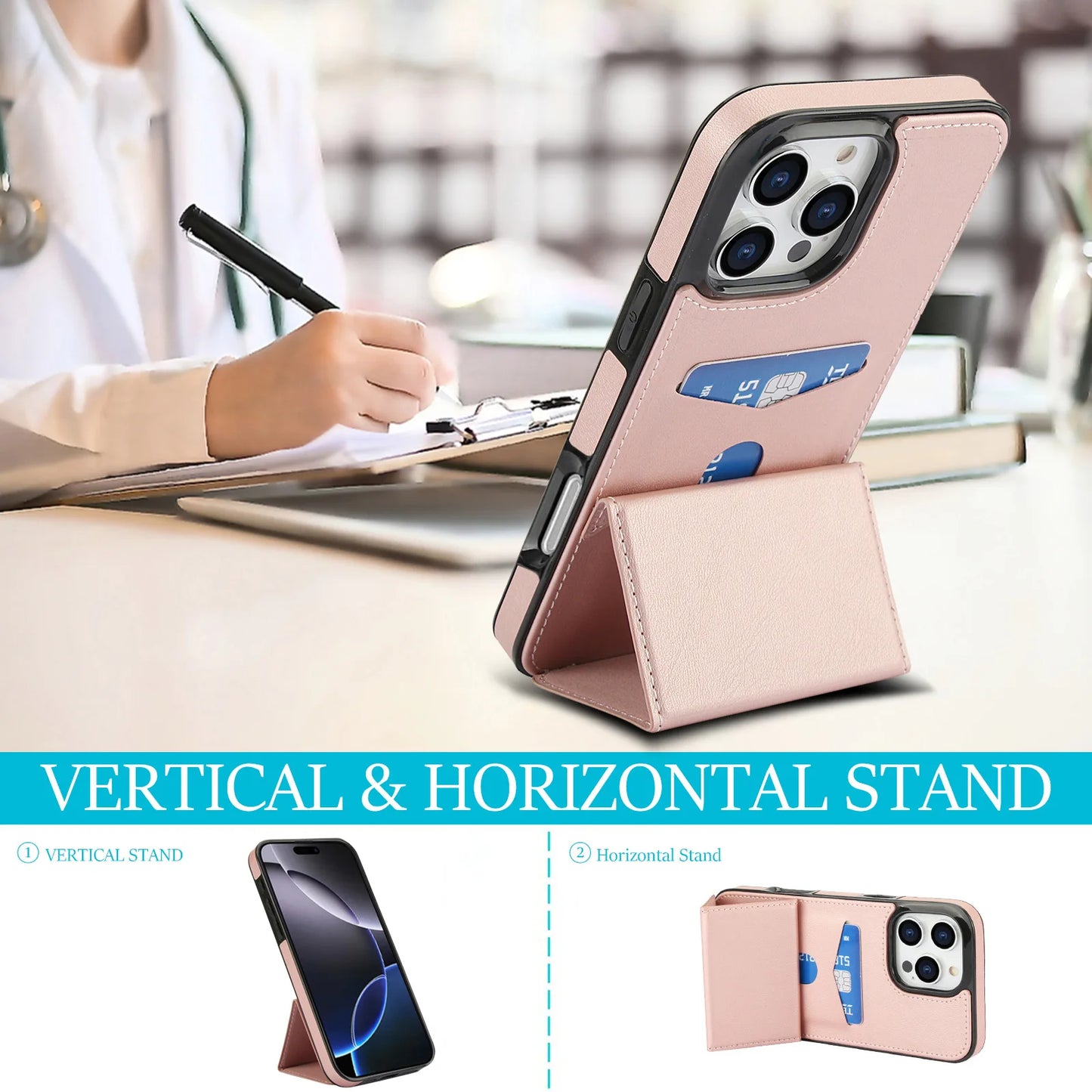 PU+TPU Leather Wallet Magnet Card Holder Phone Case