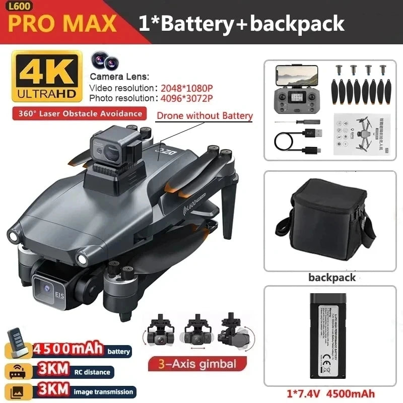 L600 PRO MAX GPS Drone Professional 4K 3-Axis