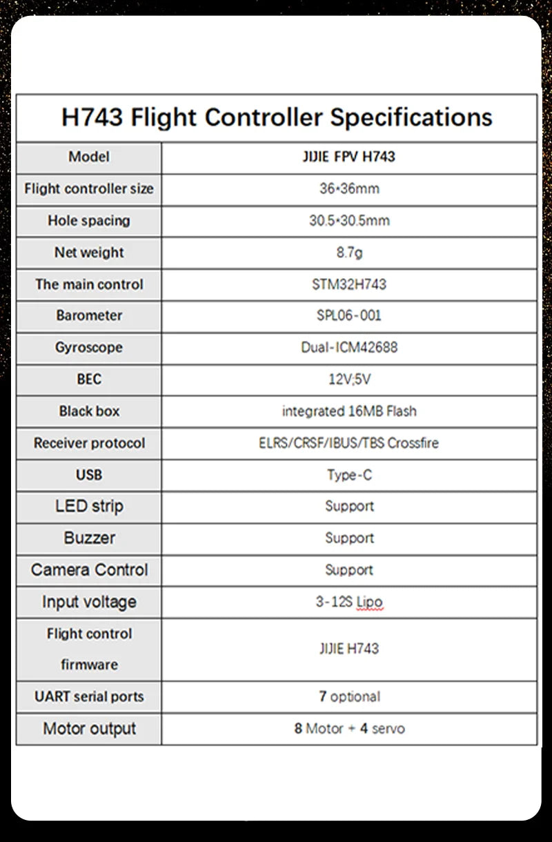 JIJIE H743 STACK Supports BetaFlight Flight Controller Dual