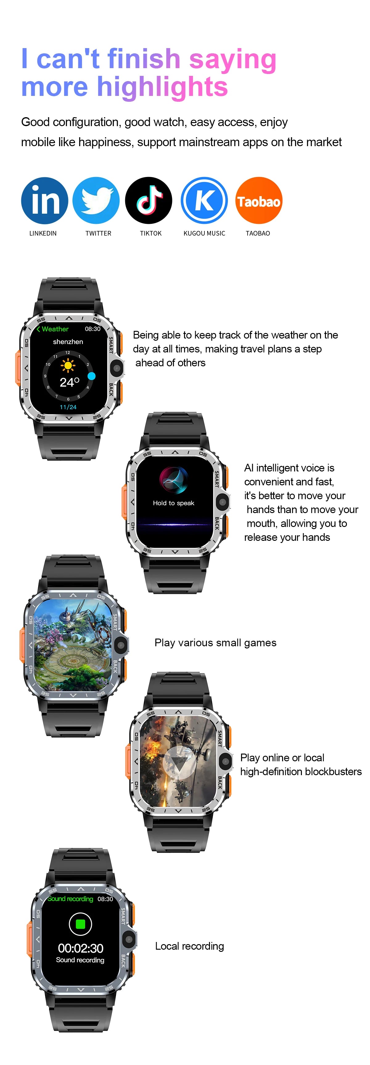 Valdus PGD Android Smart Watch Men GPS 16G/64G