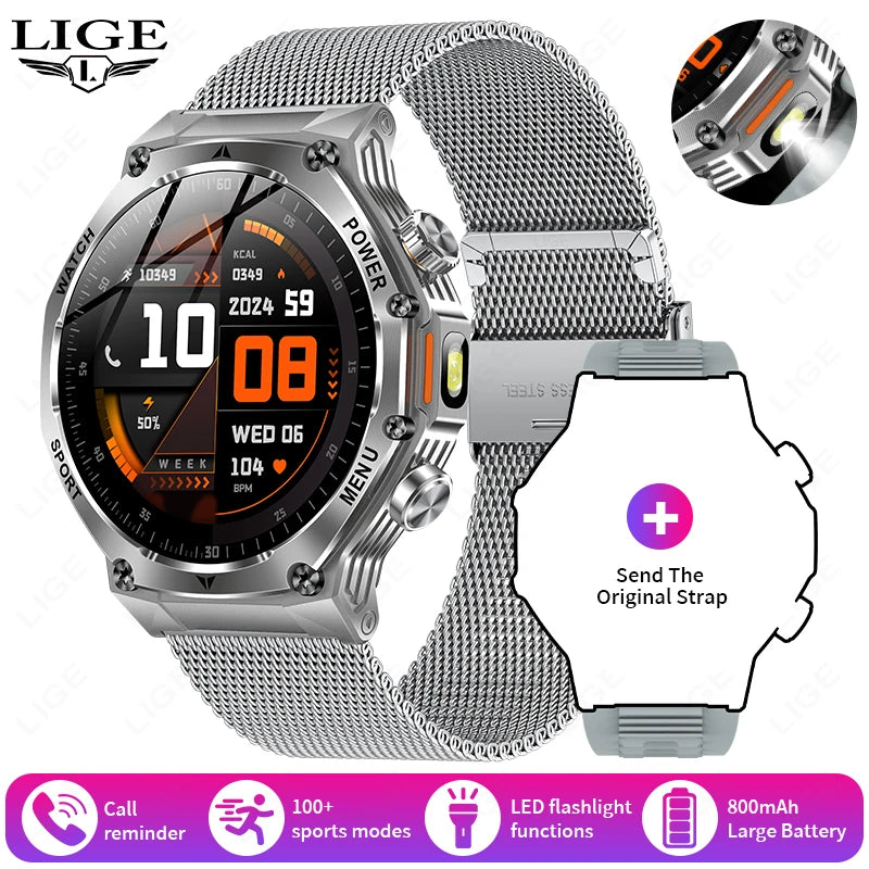 LIGE New Men Smart Watch Bluetooth Calling 800mAh