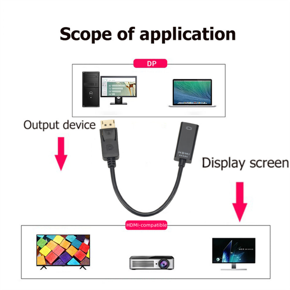 4K DP to HDMI-compatible Adapter Converter DisplayPort to