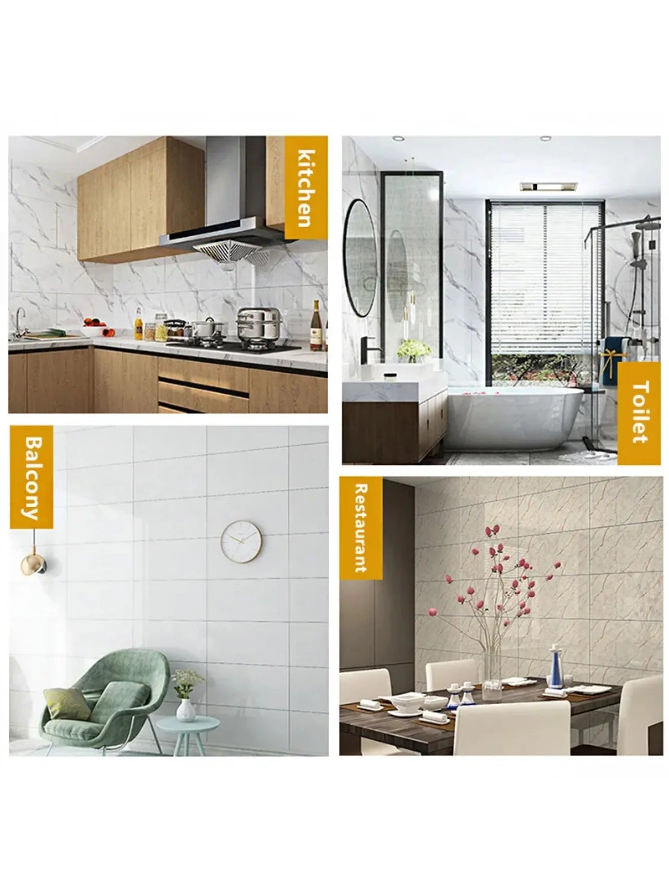 10pcs 3D Wall Sticker classic imitation marble Brick