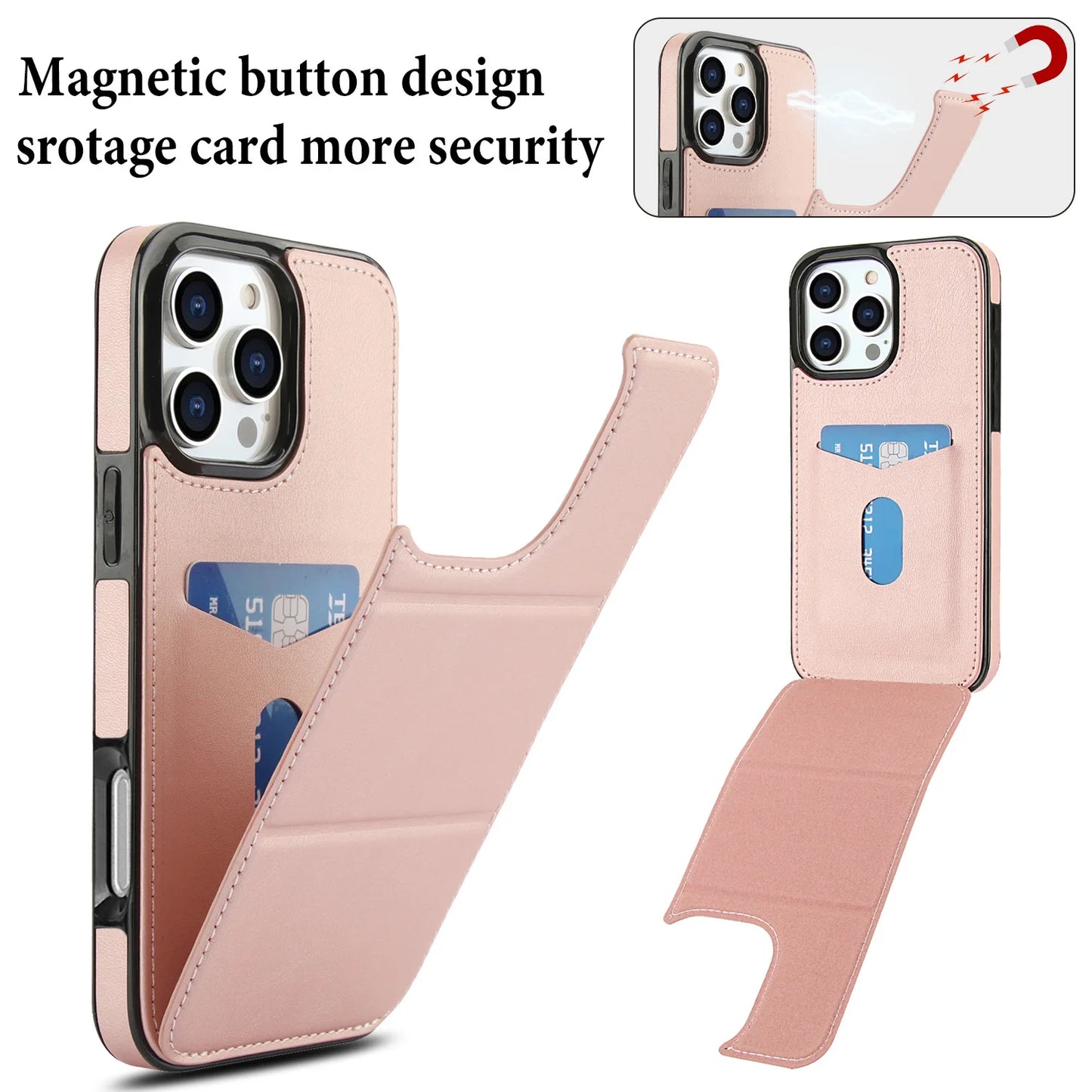 PU+TPU Leather Wallet Magnet Card Holder Phone Case
