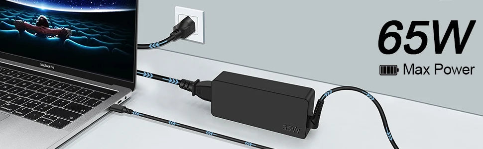 65W 20V 3.25A USB C Laptop Charger Adapter