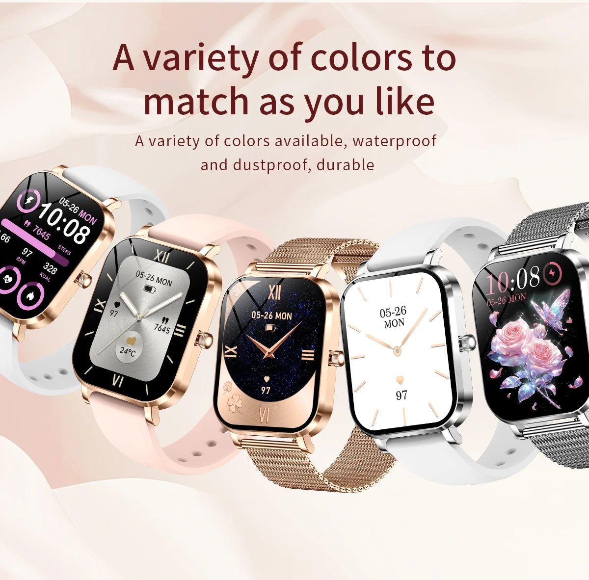 2025 New Smart Watch Women Waterproof Bluetooth Call