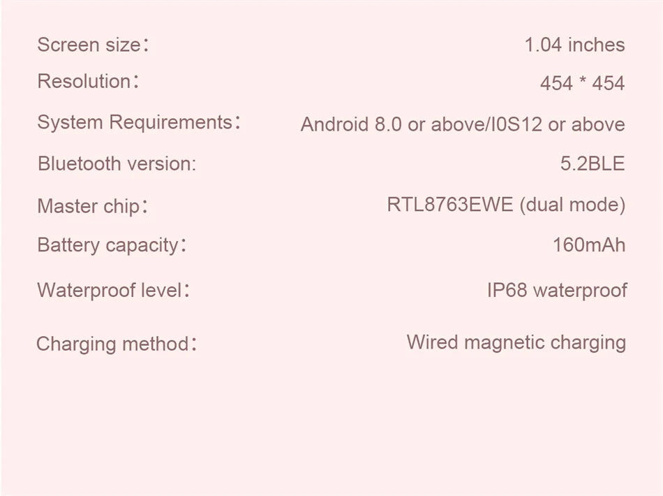 1.04 inch AMOLED Screen Fashion Ladies Smart Watch