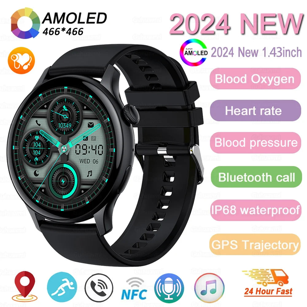 2024 New GPS Smart Watch Women True AMOLED