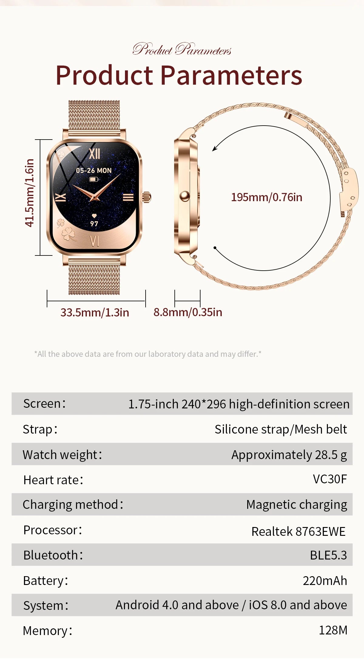 2025 New Smart Watch Women Waterproof Bluetooth Call