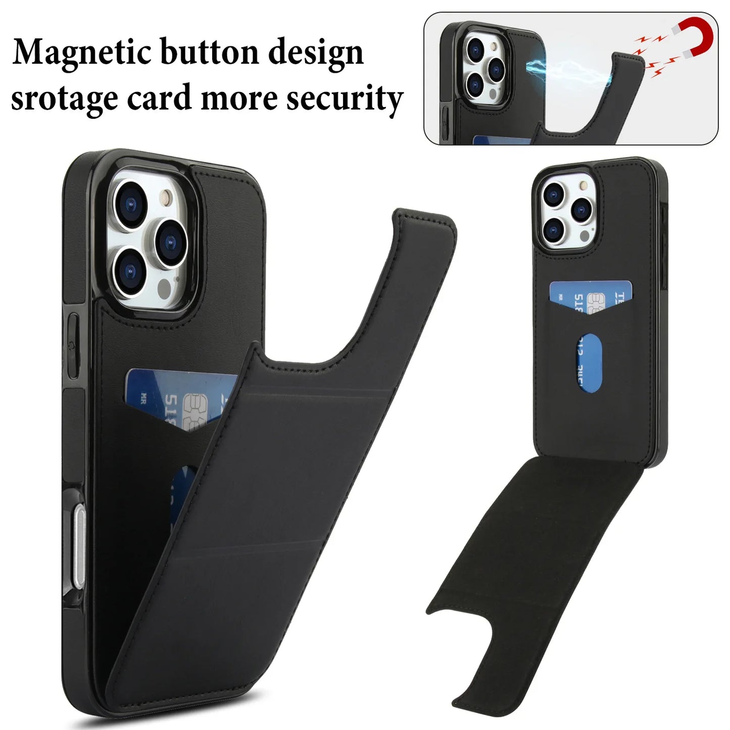 PU+TPU Leather Wallet Magnet Card Holder Phone Case
