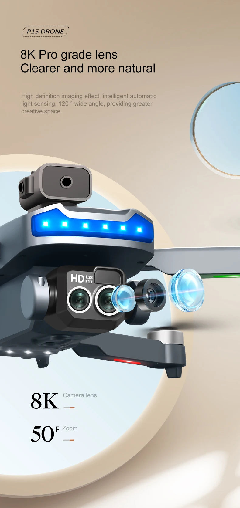 P15 Screen Control Drone 8K Professional Camera HD
