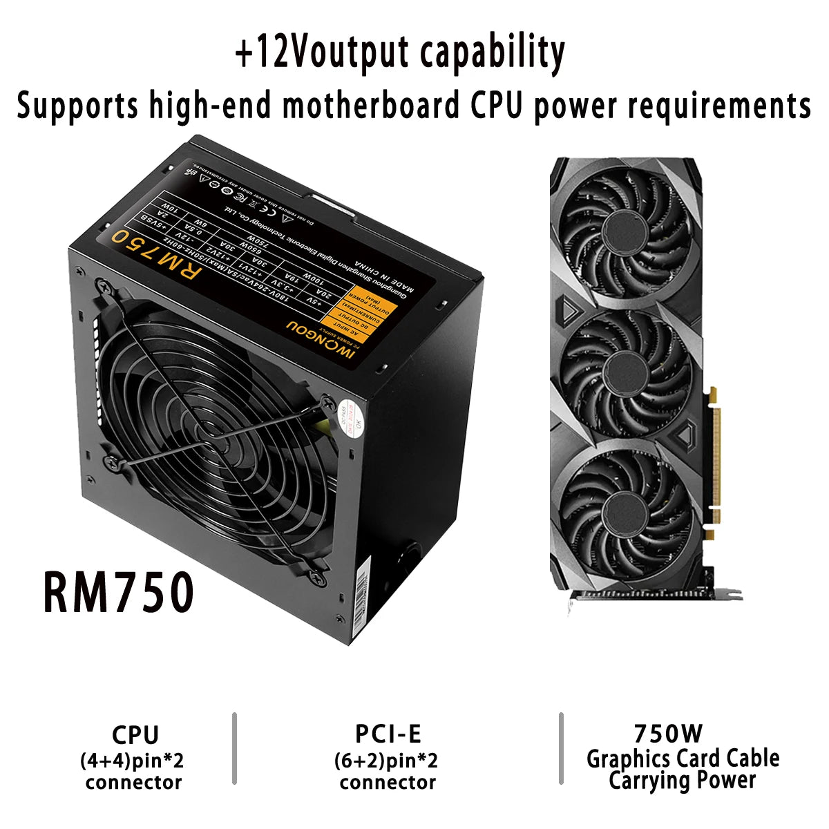 IWONGOU PC Power Supply Unit 500W 600W 750W