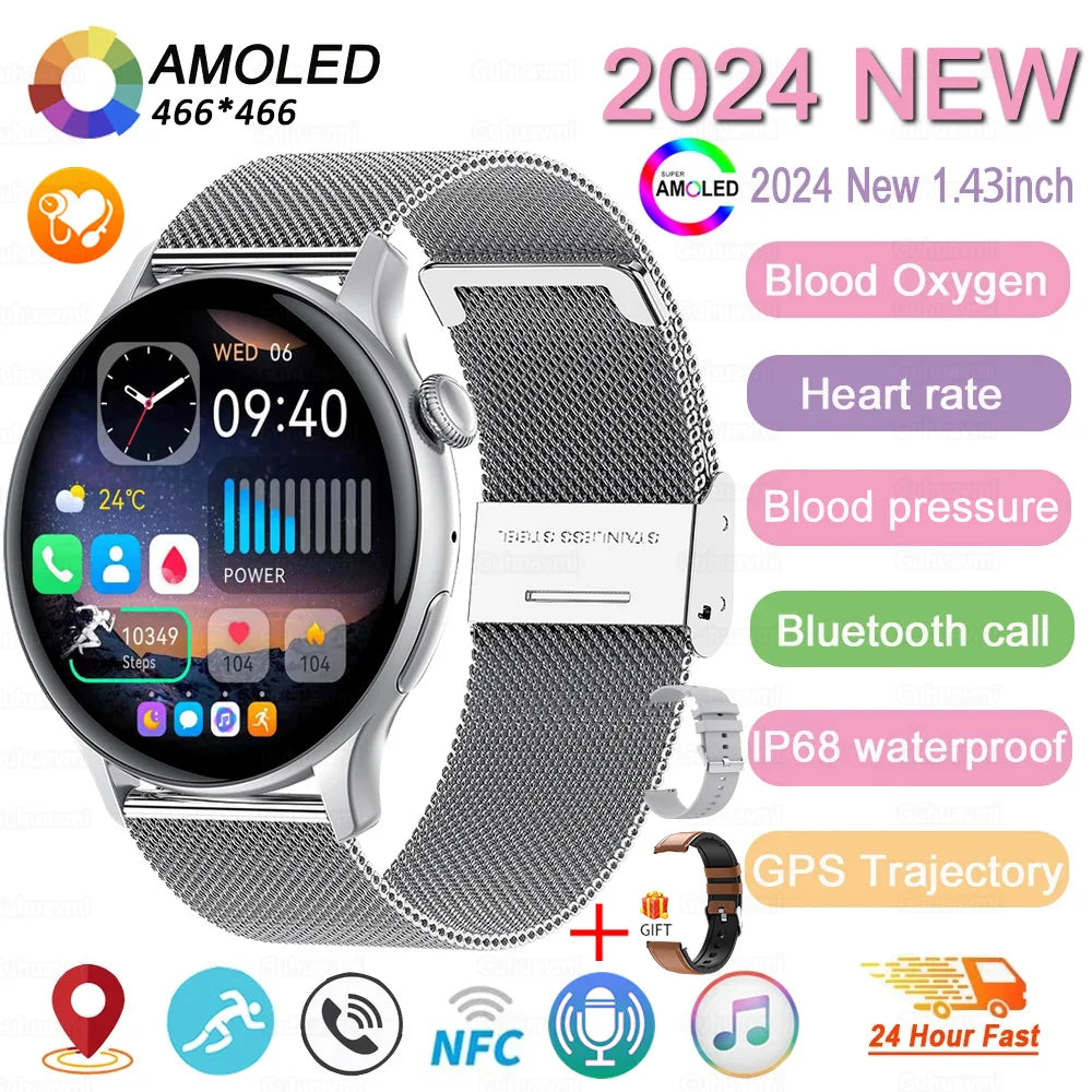 2024 New GPS Smart Watch Women True AMOLED