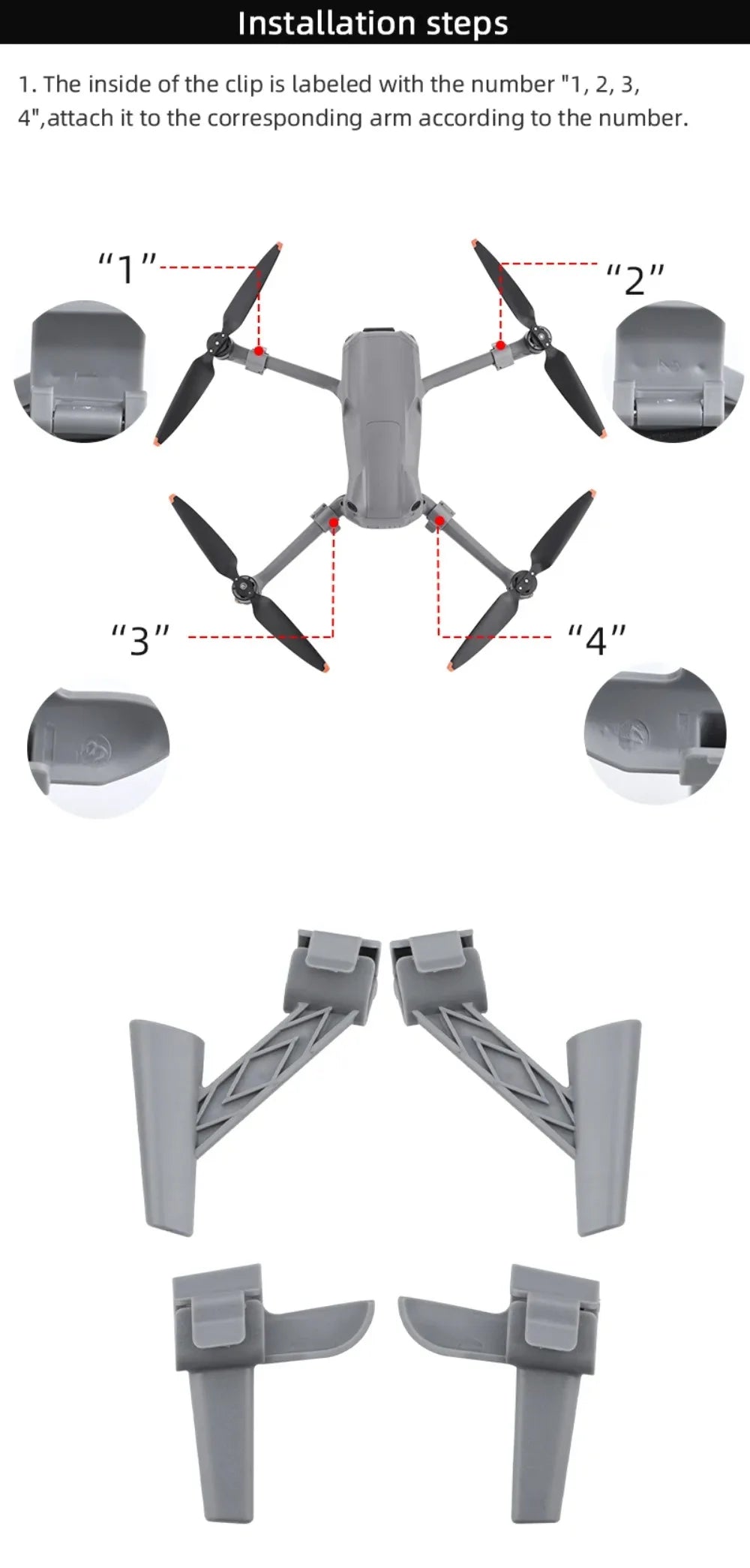 Lightweight Landing Gear for DJI Air 3 Increase