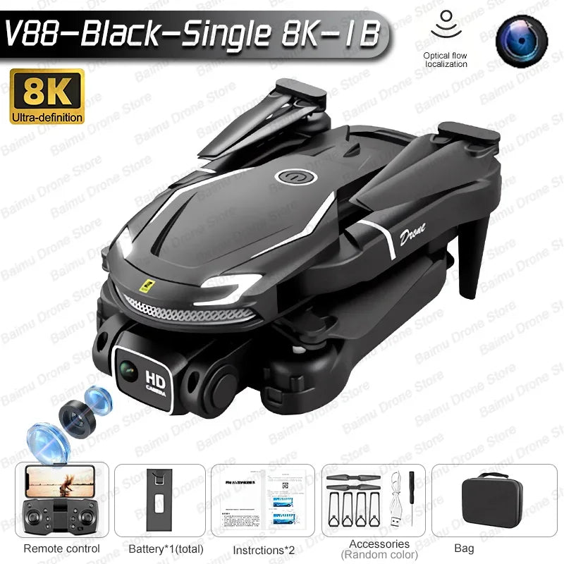 New V888 Brushless Drone 8K Professional HD Triple