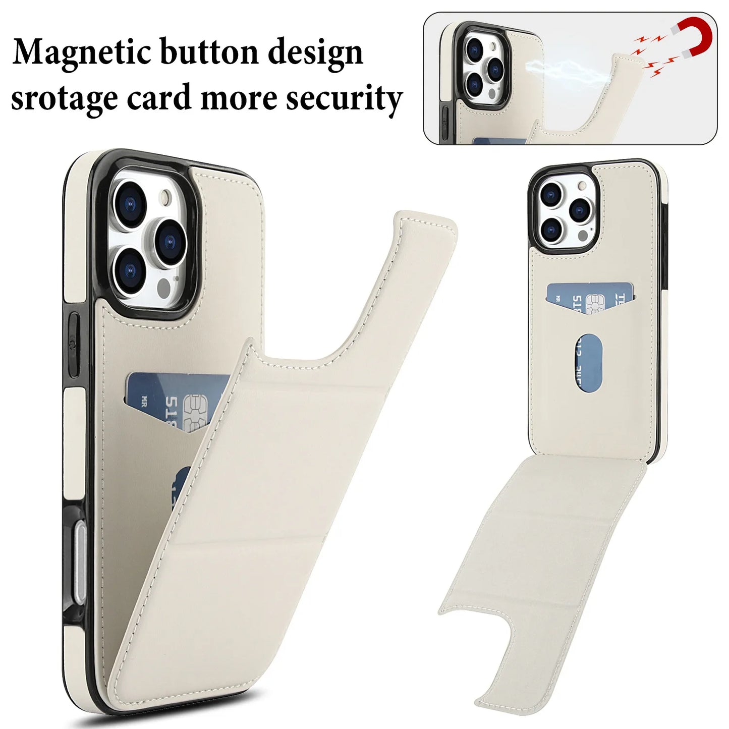 PU+TPU Leather Wallet Magnet Card Holder Phone Case