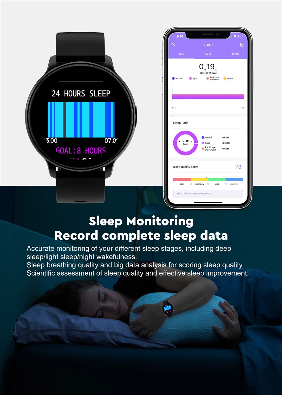 LIGE Women Smart band Watch Real-time Weather Forecast