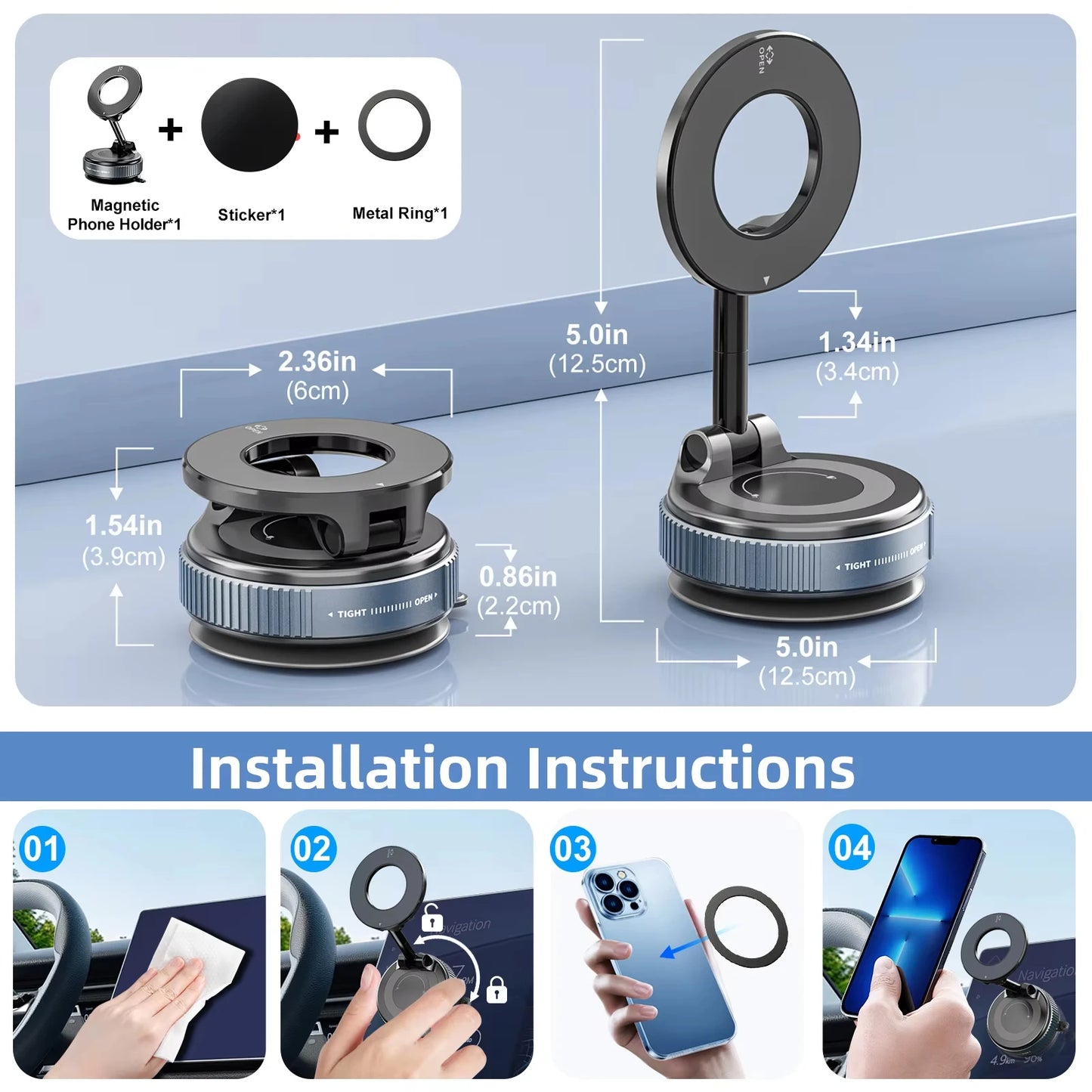 Magnetic Car Phone Holders Vacuum Suction Mobile Phone
