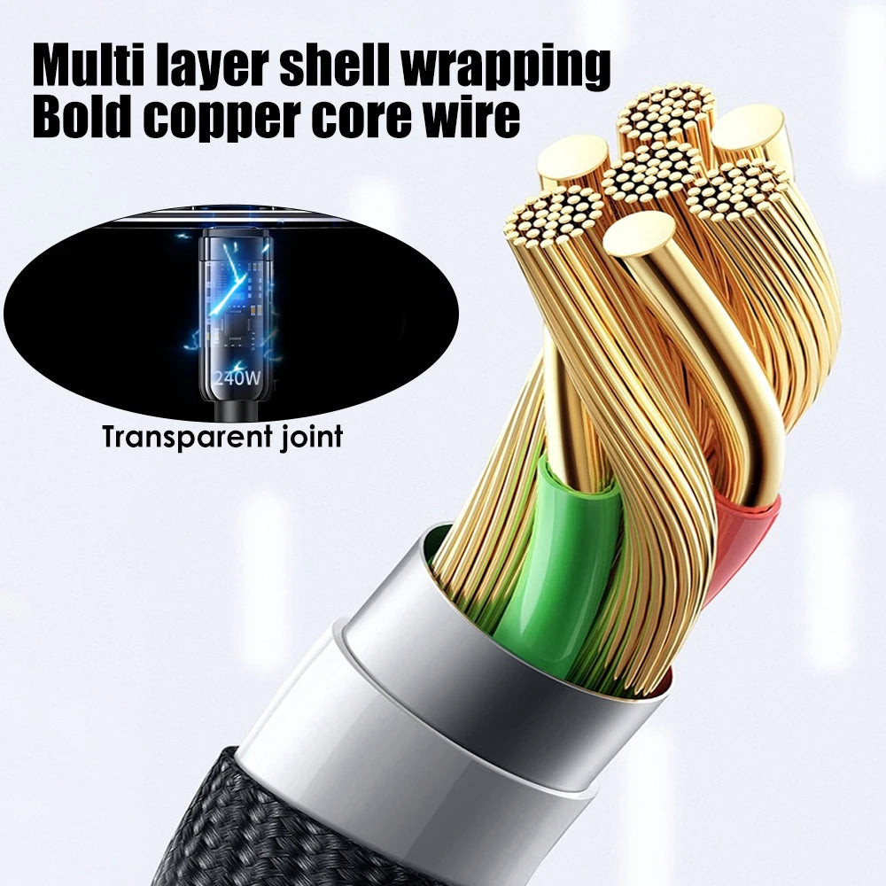240W 10A Quick Charging USB C Cable Nylon