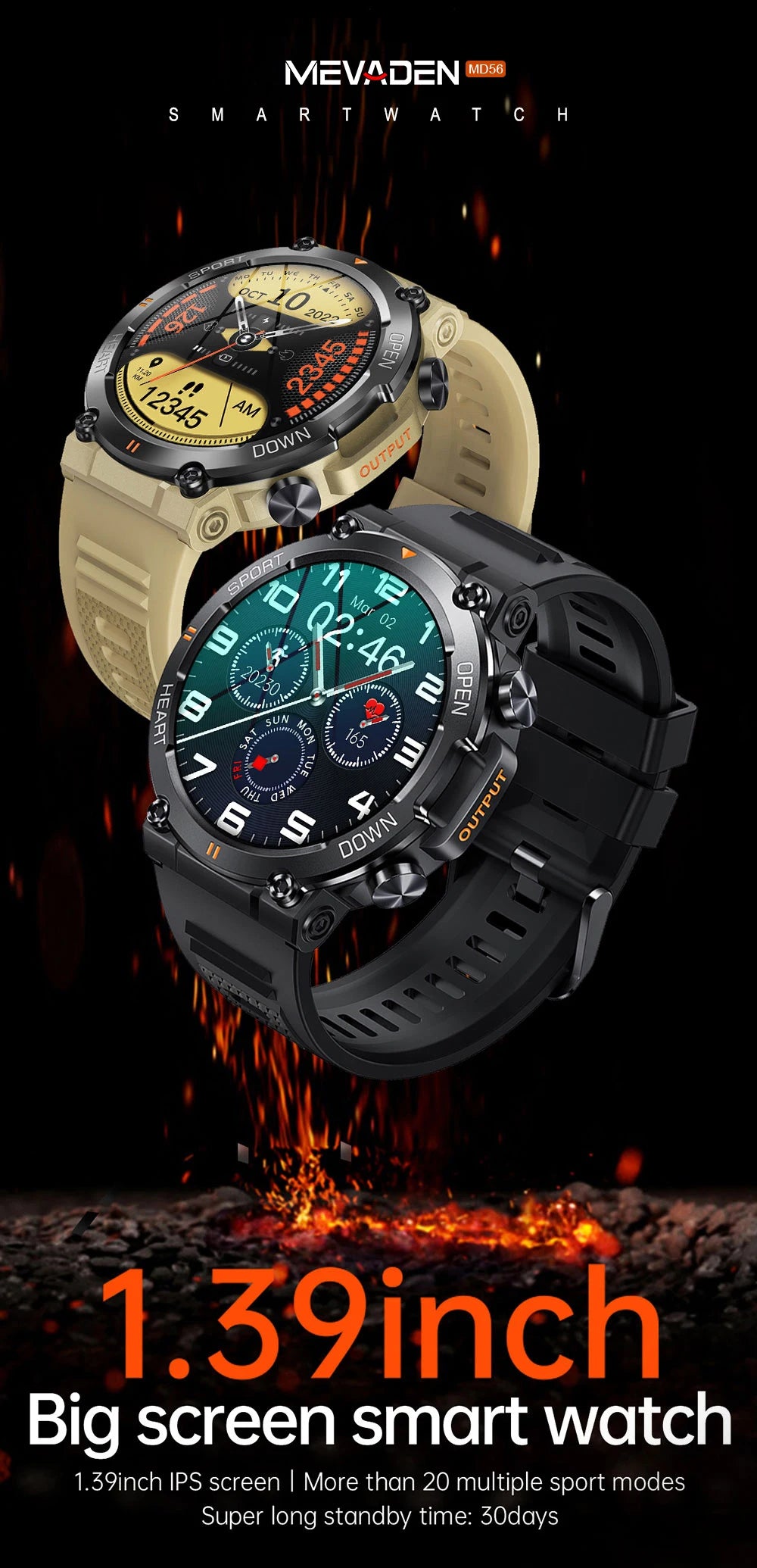 MEVADEN 1.39 Inch HD Bluetooth Call Smart Watch