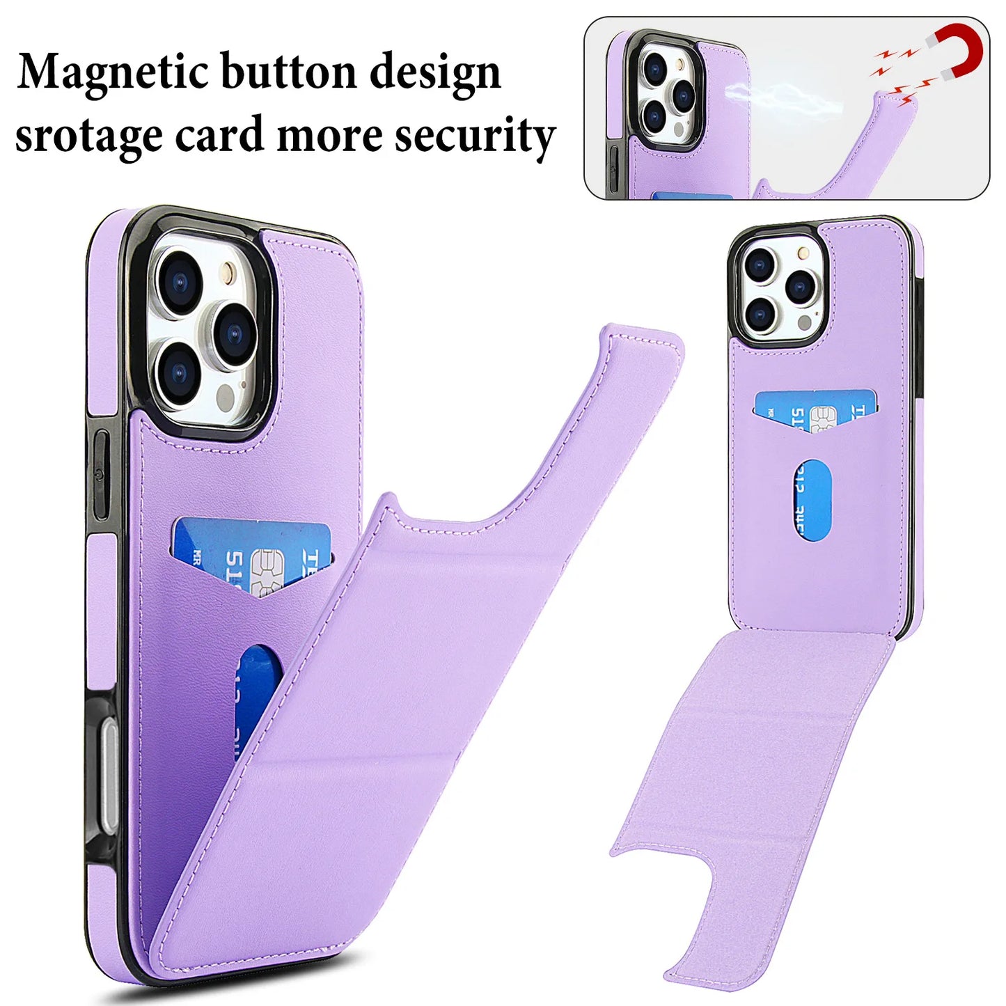 PU+TPU Leather Wallet Magnet Card Holder Phone Case
