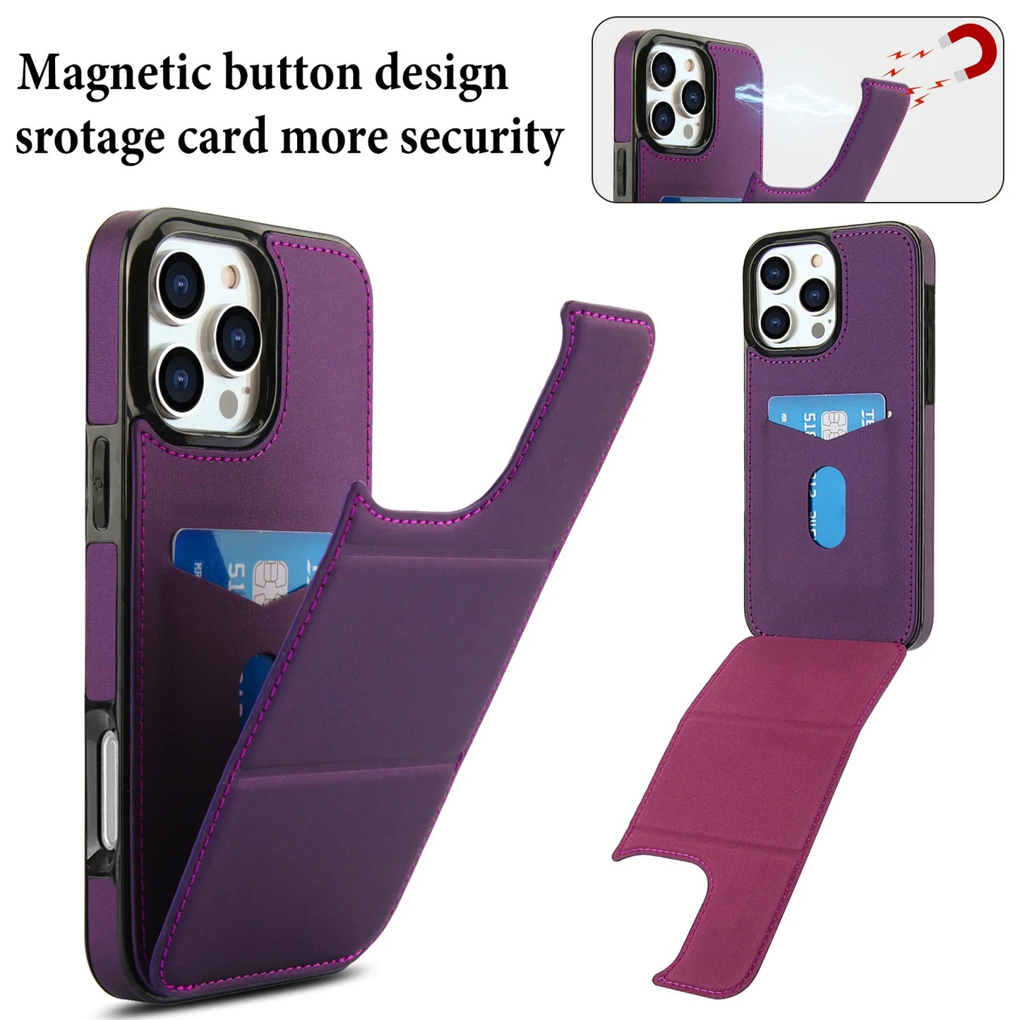 PU+TPU Leather Wallet Magnet Card Holder Phone Case