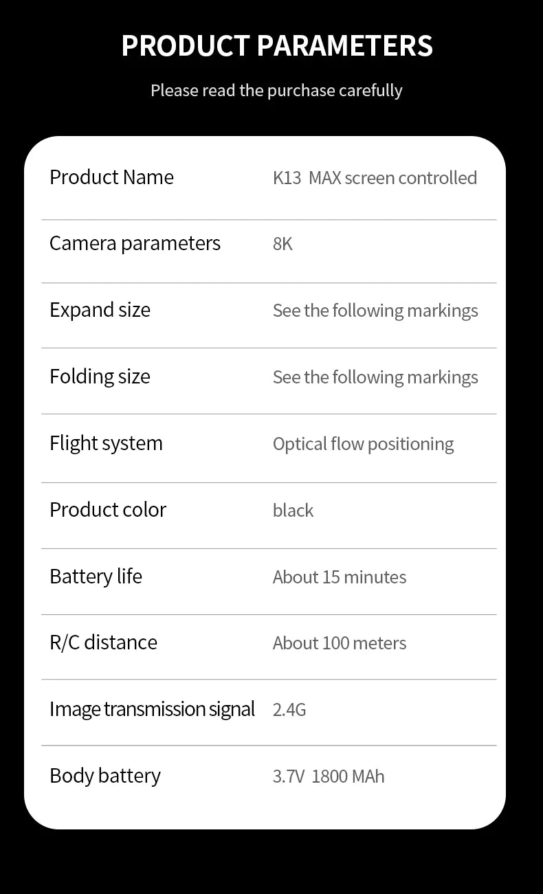 K13 MAX Drone 8K With HD Dual Camera